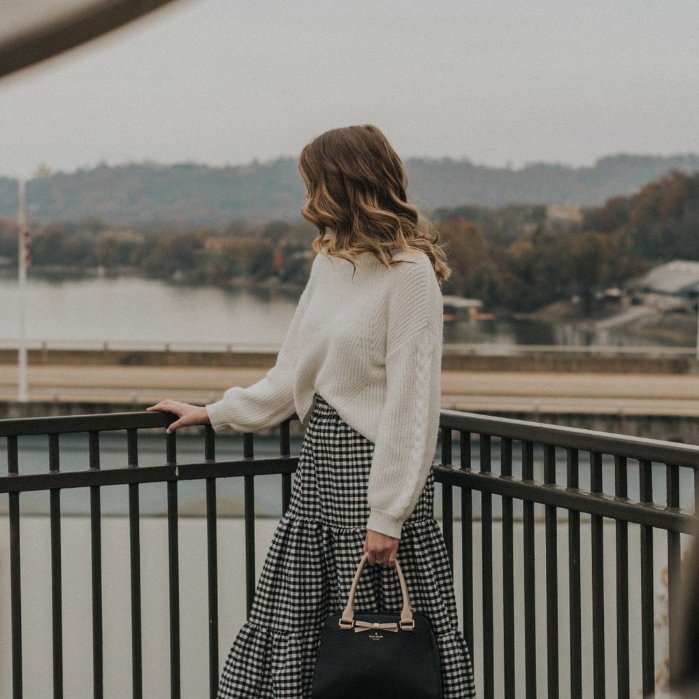 Tiered Ruffle Gingham Midi Skirt from Topshop